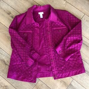 Chico’s Magenta Eyelet Jacket